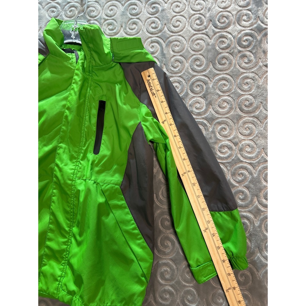 Kids BYCR Jacket Bright Green Gray Hooded Zip Up Outerwear Size‎ 8 - Picture 7 of 8